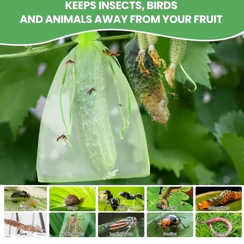 100Pcs Fruit Insect Proof Mesh Bag, Vegetable and Fruit Bird and Insect Proof Mesh Bag