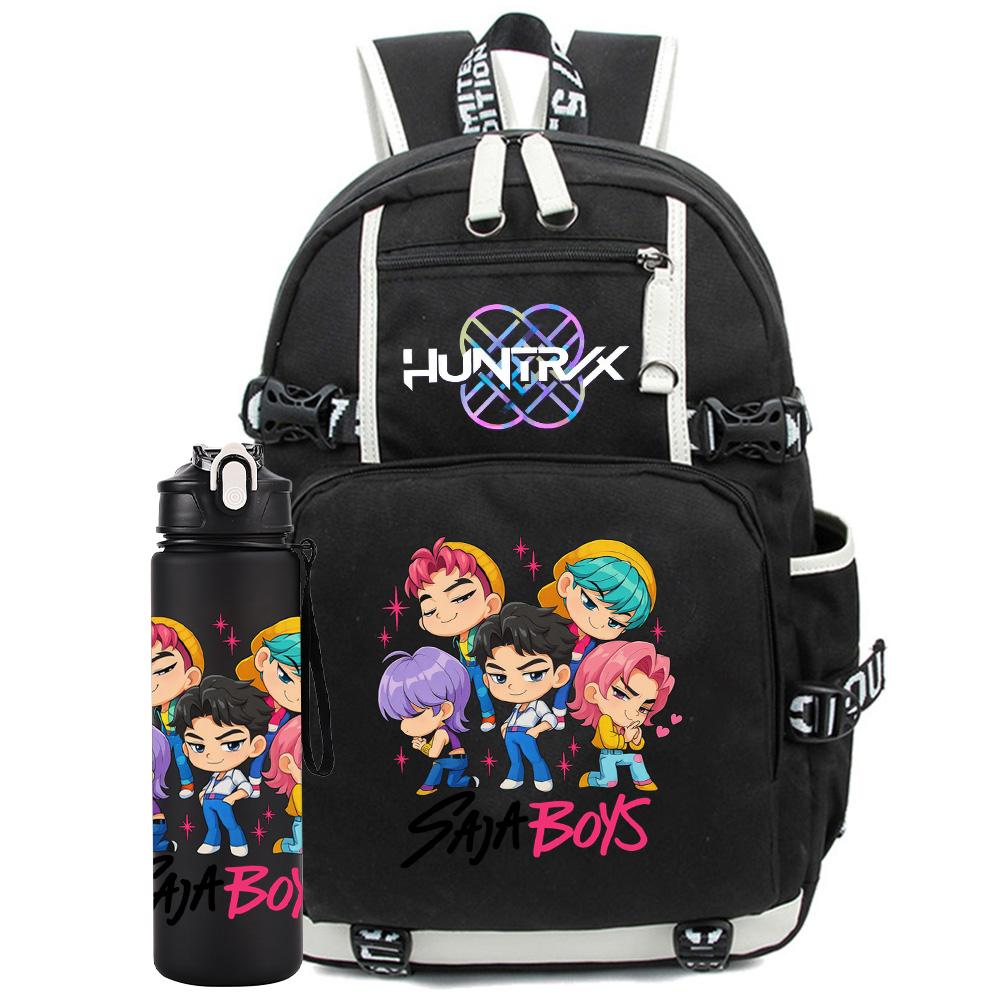2 ks/sada K-Pop potištěný batoh s 750ml lahví na vodu pro dospívající studentku chlapce školní taška dětský dárek velká kapacita cestovní taška ruksak