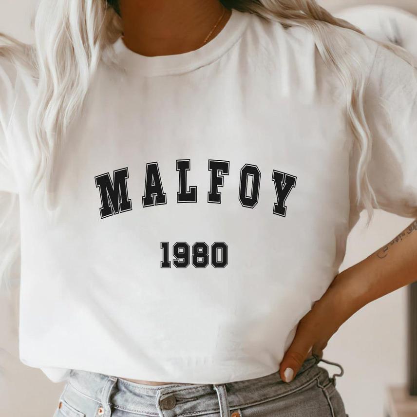 Malfoy1980 Tshirt Magic Movie Inspired Wizard World Shirt Vintage Magic Wizard School Tees Women Draco Malfoy Shirts