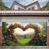 2D Romantic Spring Meadow with Heart Flower Arch Photography Background