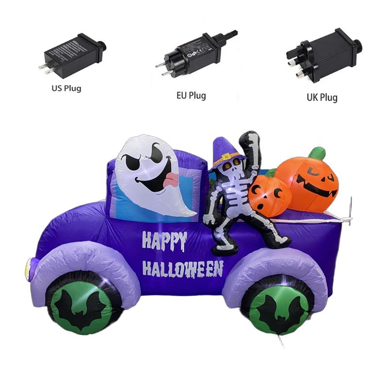 

8FT Halloween Inflatable toys Outdoor Decorations Ghost Driving Truck Car Skeleton Pumpkin Built-in LEDs for Day of the Dead US
