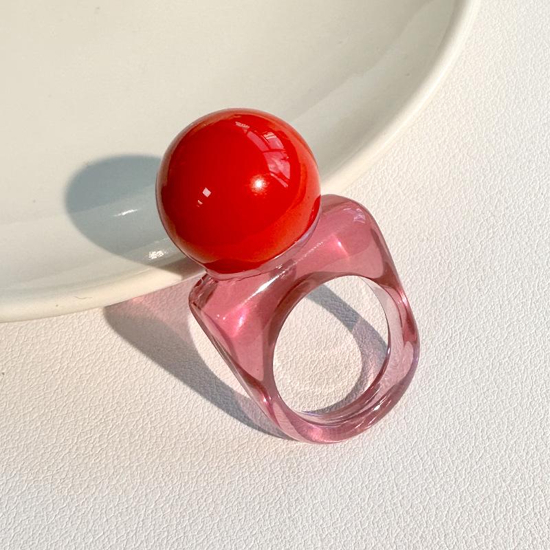 Mode Personlighet Design Harts Kulformad Fyrkantiga Ringar För Kvinnor Temperament Geometrisk Tjock Chunky Fingerring Smycken Fest