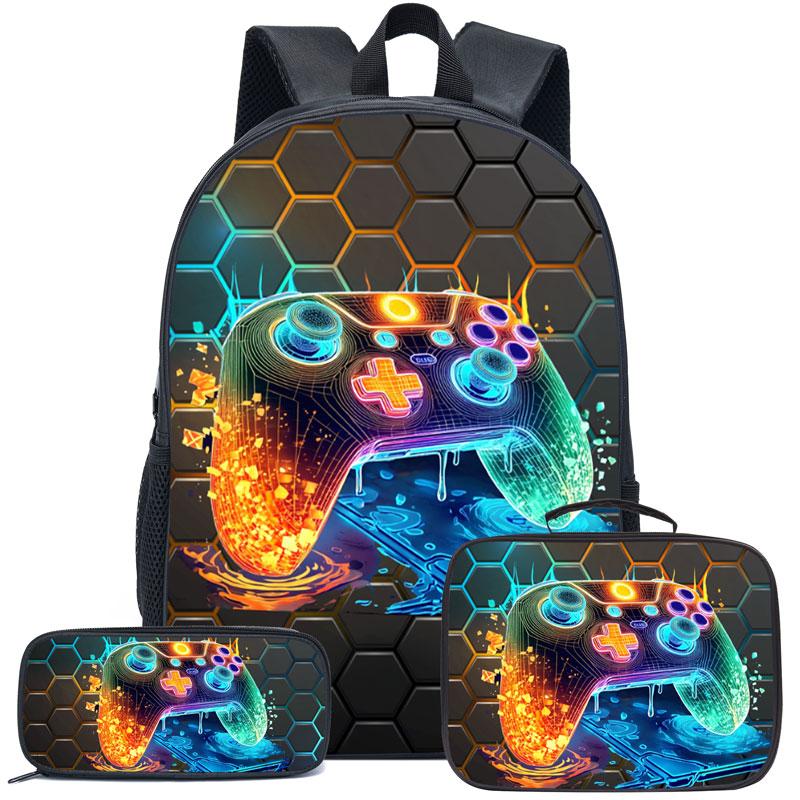 

Рюкзак с принтом игровой консоли, крутой и персонализированный школьный набор из трех предметов для мальчиков 16 inches