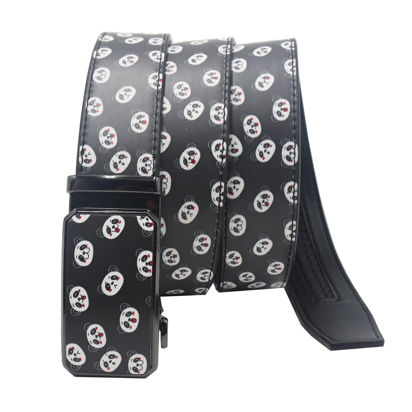 

Оригинальный европейский и американский печатный граффити автоматический ремень с пряжкой, забавная печать выражения панды, автоматический ремень с пряжкой 125cm