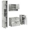 Bathroom Furniture Set 4 Pcs Concrete Grey Plywood and Metal