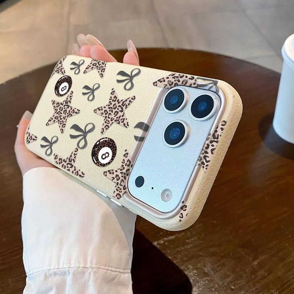 Leopard Print Bow Phone Case For IPhone 17 Pro Max Case For IPhone 13 15 14 11 12 16 Pro Max 16e 14 Plus Soft Cover Funda