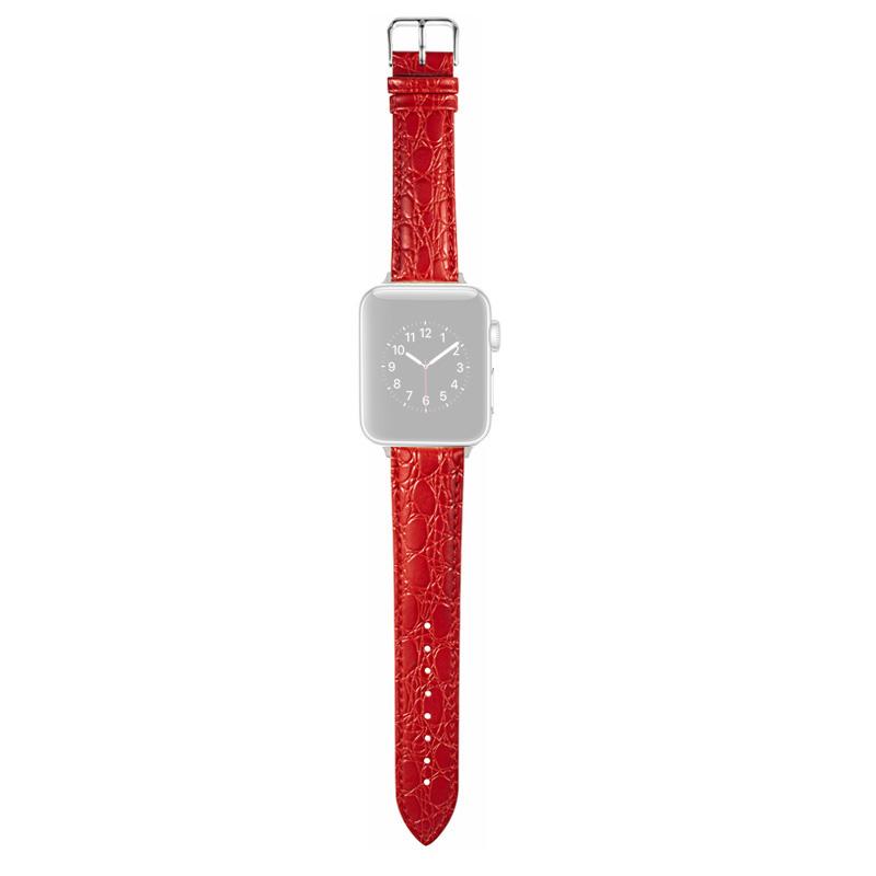 

Watch Strap for Apple Watch Series 10 42mm/9 8 7 41mm/SE (2023) SE (2022) SE 6 5 4 40mm/3 2 1 38mm Crocodile Pattern Leather Watch Bands Red