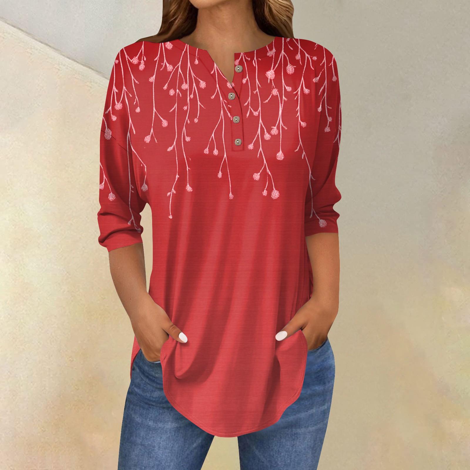 

Женские повседневные рубашки с рукавом 3/4, модные туники с принтом Святого Патрика и карманами XL красный