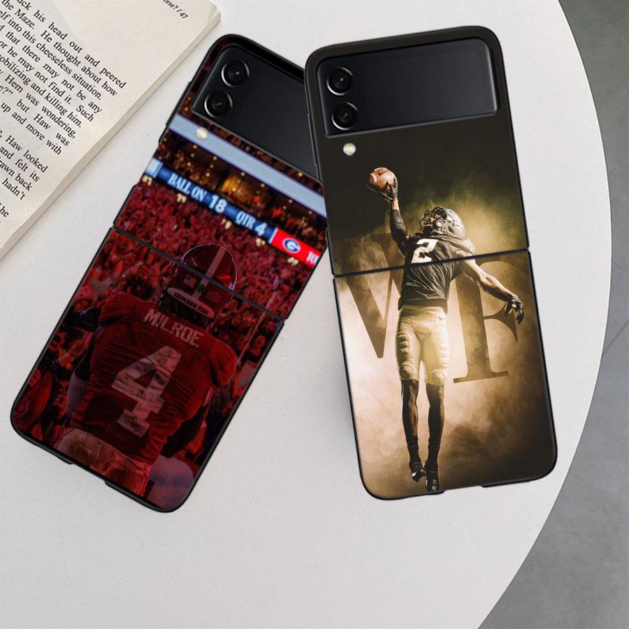 Ultimate Strength Aesthetics Rugby Phone Case For Samsung Z Flip 7 6 5G Galaxy Z Flip 5 4 3 Black Hard Cell Cover Luxury PC She