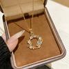 Fashion Women Inlaid Rhinestone Star Planet Titanium Steel Clavicle Necklace