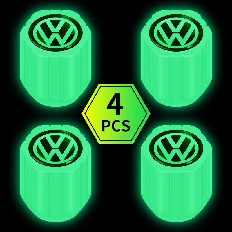 

VW GTI GOLF 2026 Hot For VW VOLKSWAGEN 4Pcs Car Tire Valve Caps Fluorescent Luminous Valve Stem Covers Badge For Volkswagen GTI