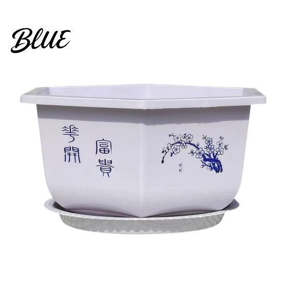 Hexagonal Plant Pots for Indoor Outdoor Flower Pot with Drainage Holes & Saucer Plants Durable Weather Resistant Large Decorative Living Room Planter