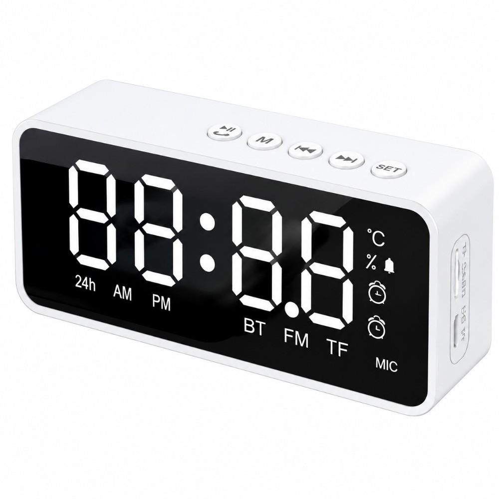 TF Card FM Radio 5.0 Bluetooth Bluetooth Speaker Modern Mirror Surface Alarm Clock  for Living Room
