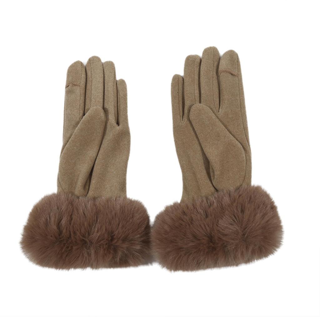 Winter Women Keep Warm Plus Velvet Touch Screen Thicken Plush Wrist Suede Gloves Fashion Personality Elegant Drive Cycling