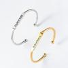 Custom Letter Charms Stainless Steel Flat Bangle For Men and Women Personalized Words Bracelets