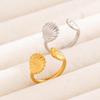 Scallop Stainless Steel & Titanium Seashell Women's Ring with 18K Gold Vacuum Electroplating