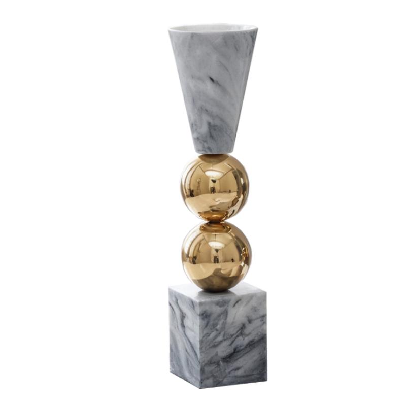 Marble Candlestick Candle Holder Geometric Golden Sphere Marble Ornaments Centerpieces Candle Stick Holder Home Decoration