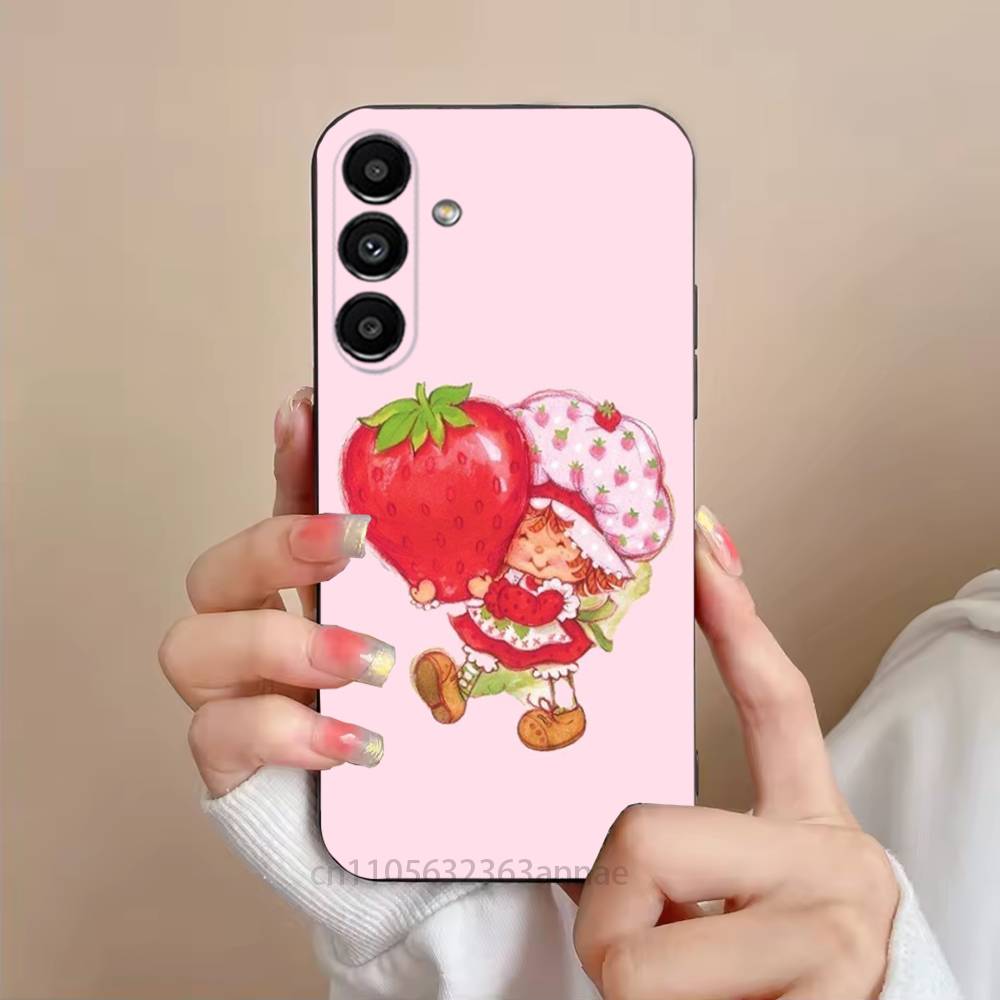 

S-Strawberries-S-Shortcakes Cute Phone Case For Samsung S25,24,21,22,23,S30,Ultra,S20,Plus,Fe,Lite,Note,S10,S9,Black Soft Shell SamsungS30Plus