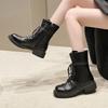 Fashion 2024 New Women's Shoes Side Zipper Women's Boots Fashion Front Lace-up Modern Boots Women Winter Round Toe Mid-Calf Bootszapatos