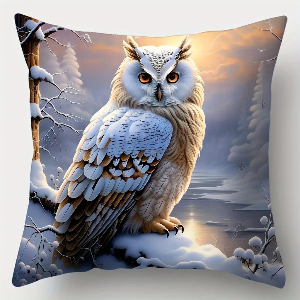 Snow - Realm Owl Dreamy Pillowcases Bedroom Living Room Sofa Home Decor Polyester Cushion Cover With Zipper