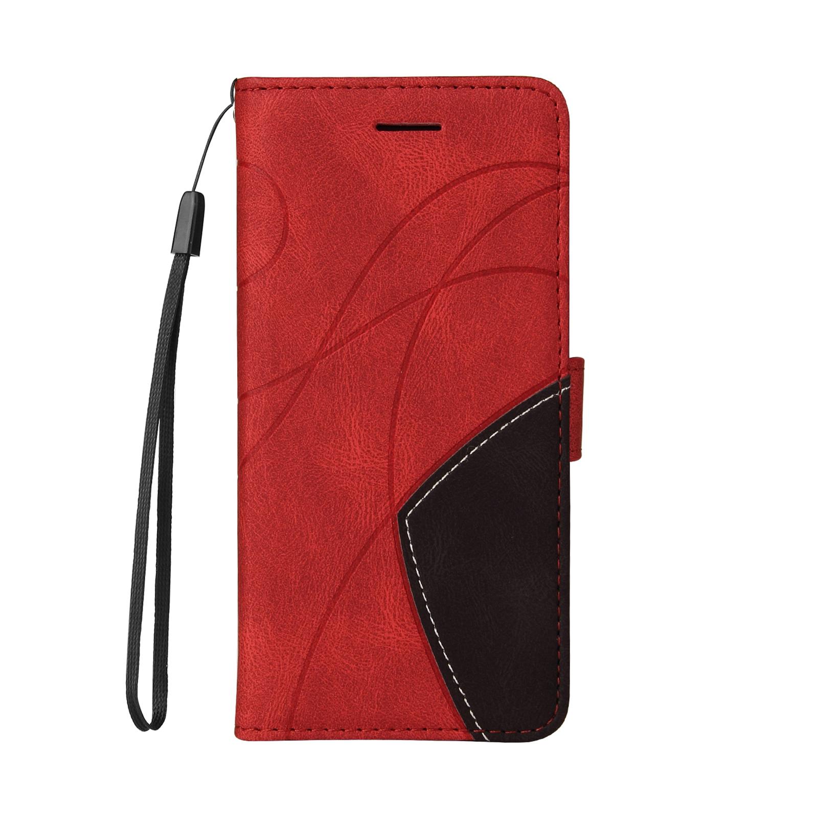 

For Oppo Reno13 5G (Global) Leather Case Wallet Stand Color Splicing Phone Cover Red