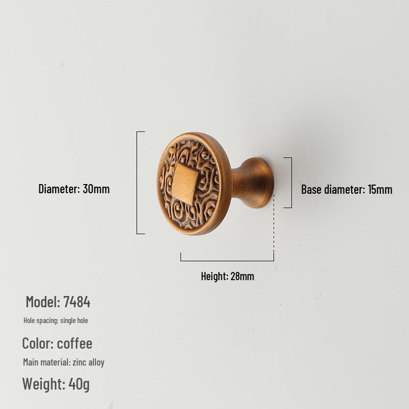 American Minimalist Zinc Alloy Single Hole Handle for Drawer, Shoe Cabinet, Wardrobe - Bright Silver/Gold Finish
