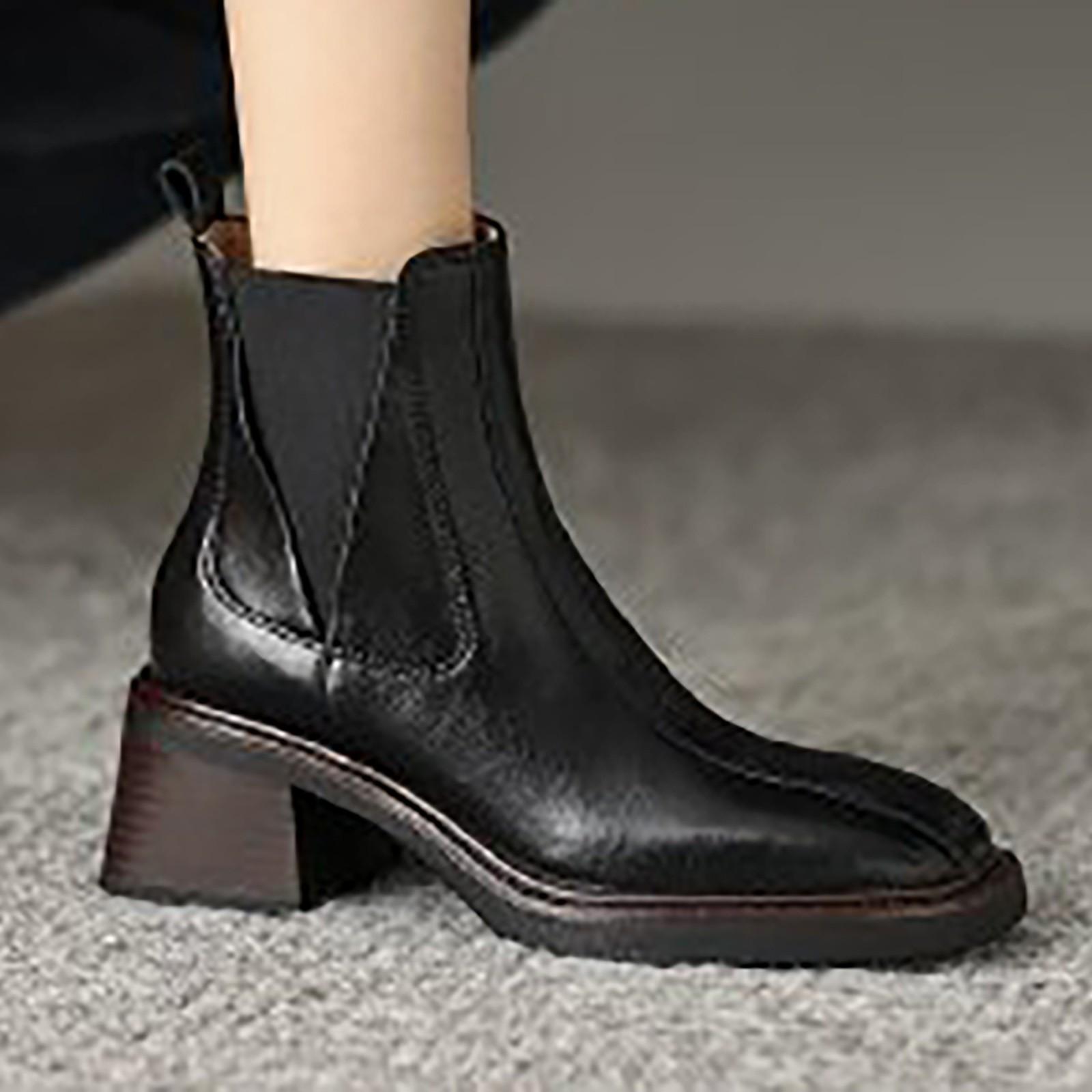 

Europe And The United States And The United States Foreign Trade For Thick With Round Head Boots Rain Boots for Women Size 12 39 чорний