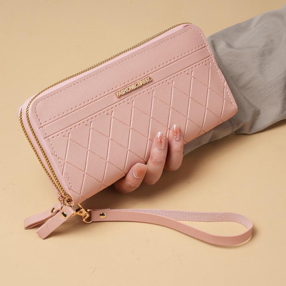 Long Women's Clutch Bag Pu Leather Mobile Phone Bag Simple Lady Long Wallet  Card Holder