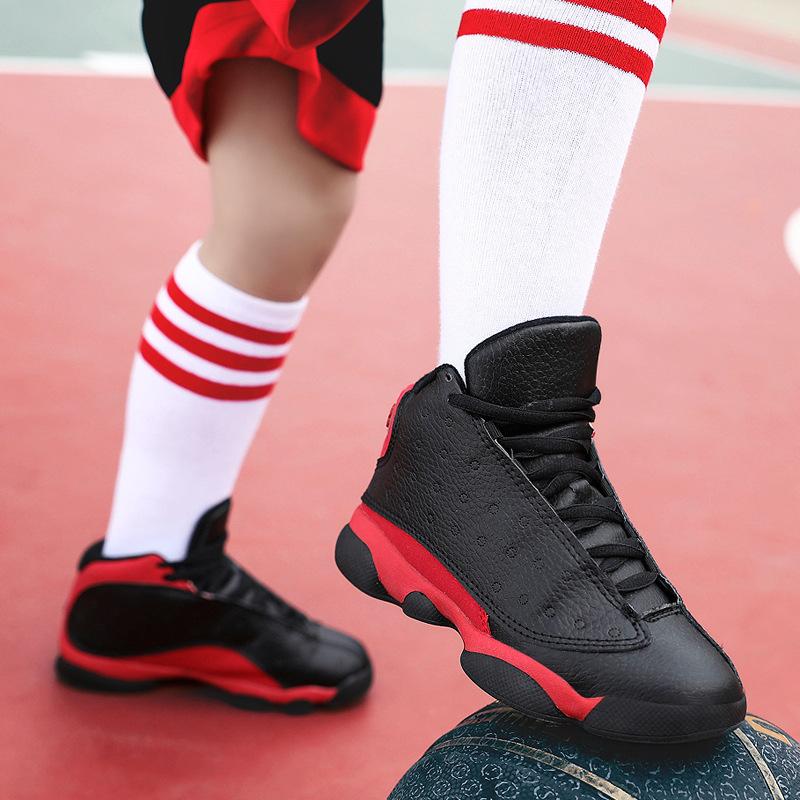Four Seasons Boys Basketball Shoes Children's Medium Help Lightweight Sneakers Student Running Shoes Boys Sneakers Travel Shoes