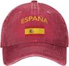 Berretto da Baseball da Cowboy Cappello con Bandiera Spagnola Cappello Sportivo Regolabile Stampato Spagna Cappelli Vintage Lavati Cappellini da Trucker Donna