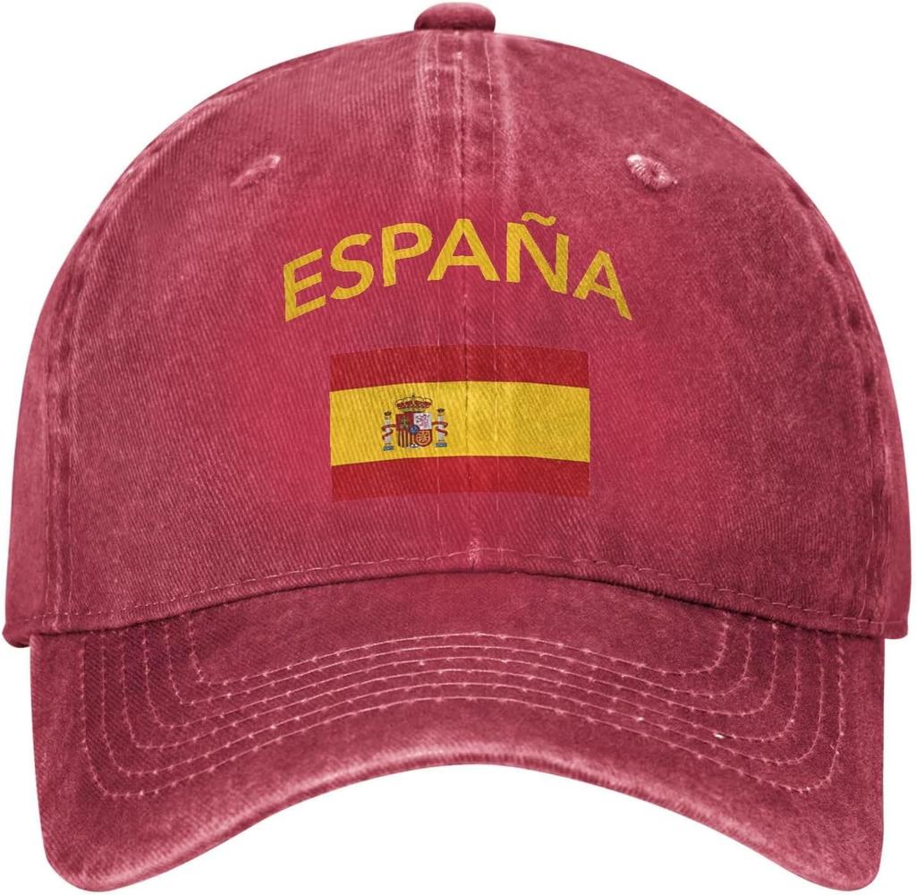 Berretto da Baseball da Cowboy Cappello con Bandiera Spagnola Cappello Sportivo Regolabile Stampato Spagna Cappelli Vintage Lavati Cappellini da Trucker Donna