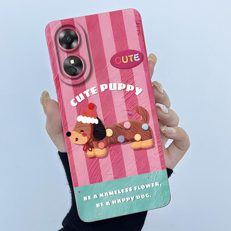 For OPPO A17 A17K 2022 CPH2477 Case Back Cover Cute Panda Sweet Girls Soft Silicone TPU Phone Case Shockproof Protective Casing
