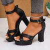 Fashion Block Heel Sandals Women's Summer New Outward Wear Round Toe Open Toe Bag Heel Platform Not Tired Foot High Heels