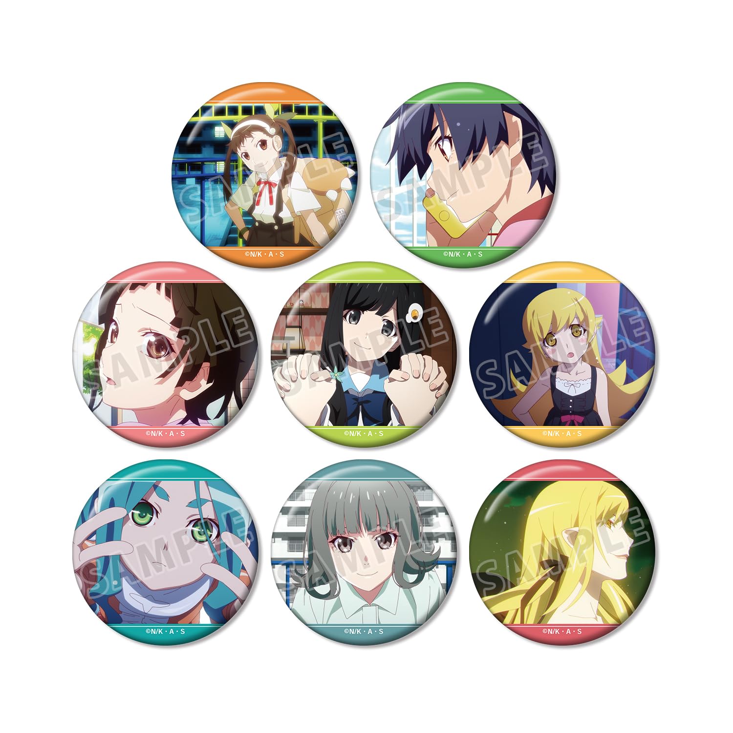 

Monogatari Series Off & Monster Season Trading Scene Badges Box of 8