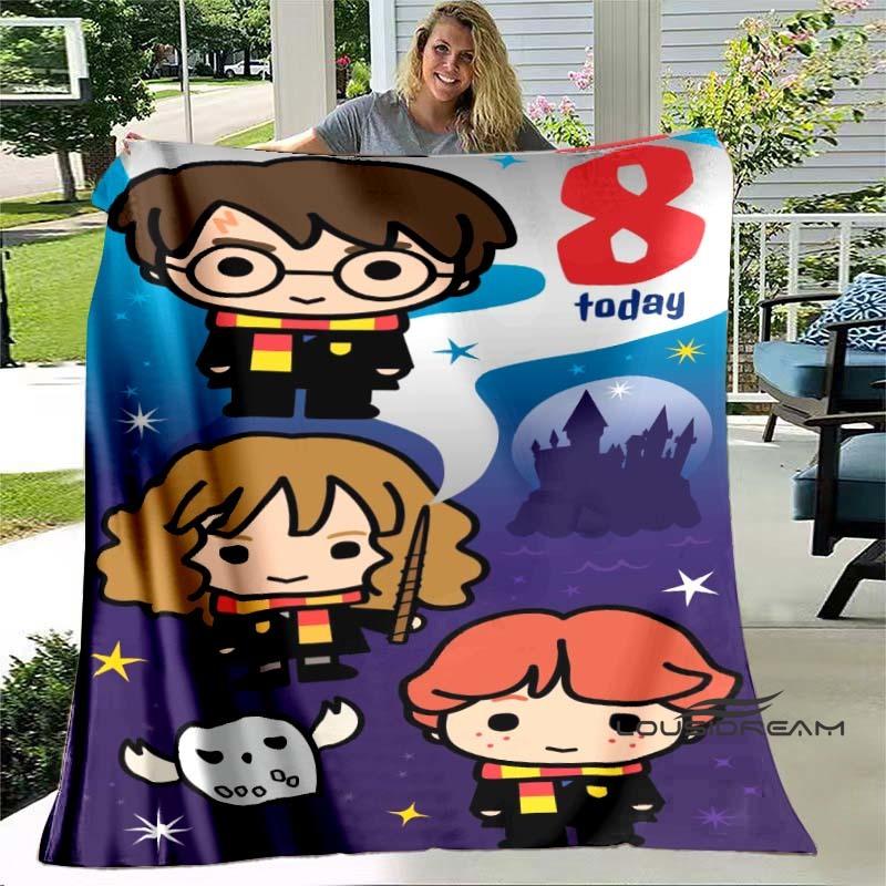 Cute & Kawaii-Style 3D Printed Blanket — Harry Potter Theme: Warm and Cozy Flannel Throw. Perfect for Bedrooms, Sofas, Beds, Sea