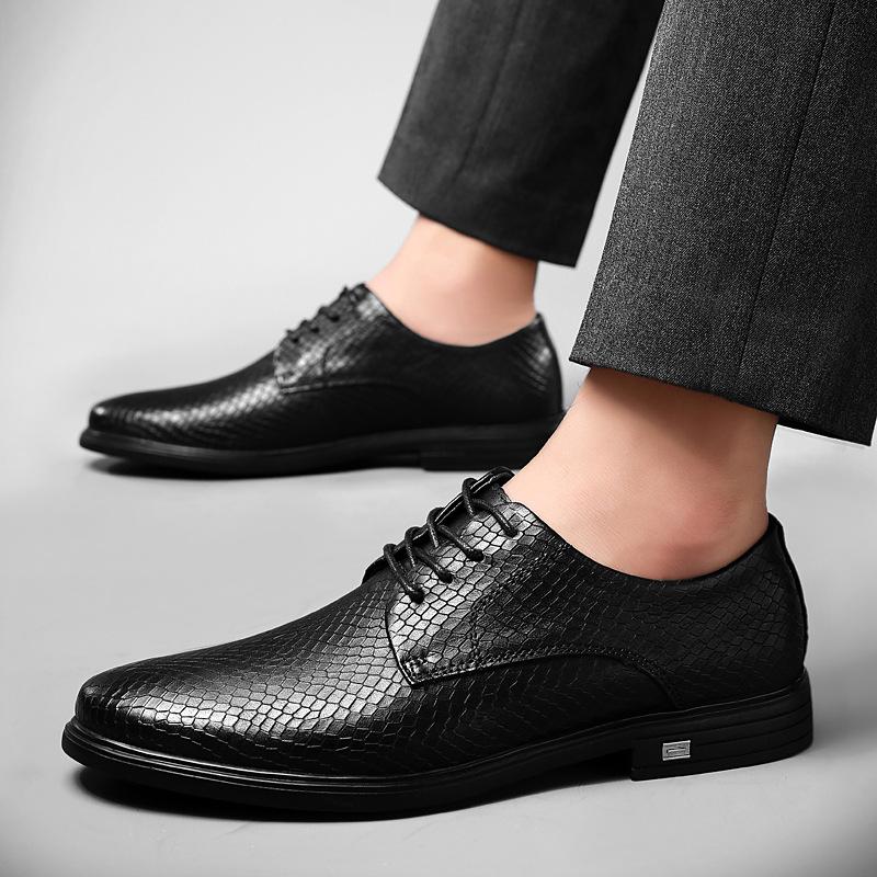 Men's New Crocodile Leather Shoes First Layer Cowhide Leather Men's Casual British Business Dress Breathable Versatile Men