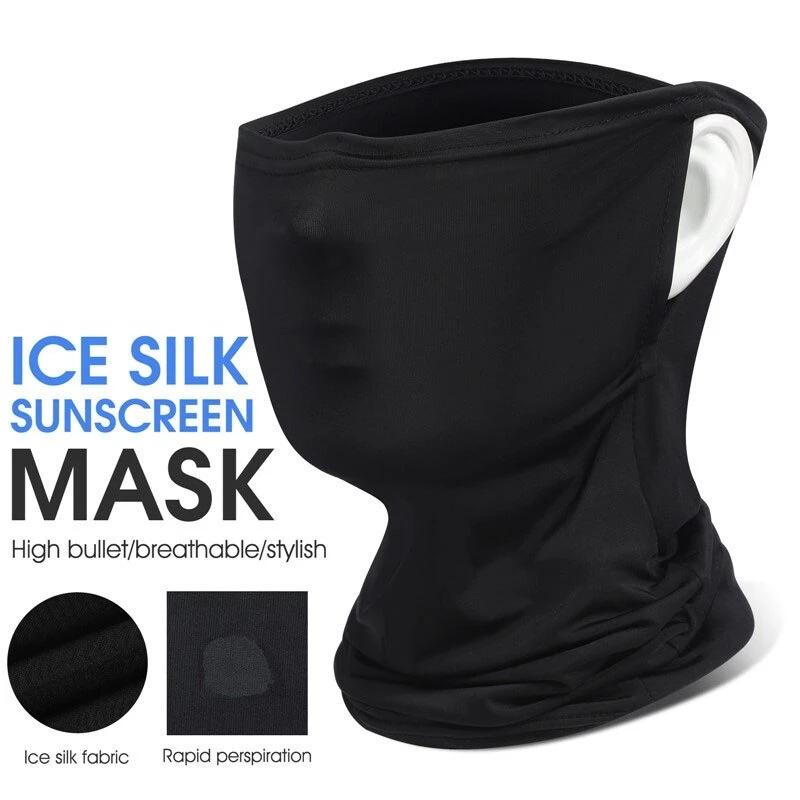 Outdoor Cycling Balaclava Unisex Riding Mask Neck Protection Sunscreen Mask Motorcycle Earmuffs Ice Silk Head Scarf Facemask