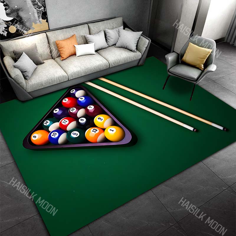 3D HD Billiard Balls Theme Printed Carpet for Living Room Bedroom Office Child Room Rug Durable Non-slip Machine Washable Mat