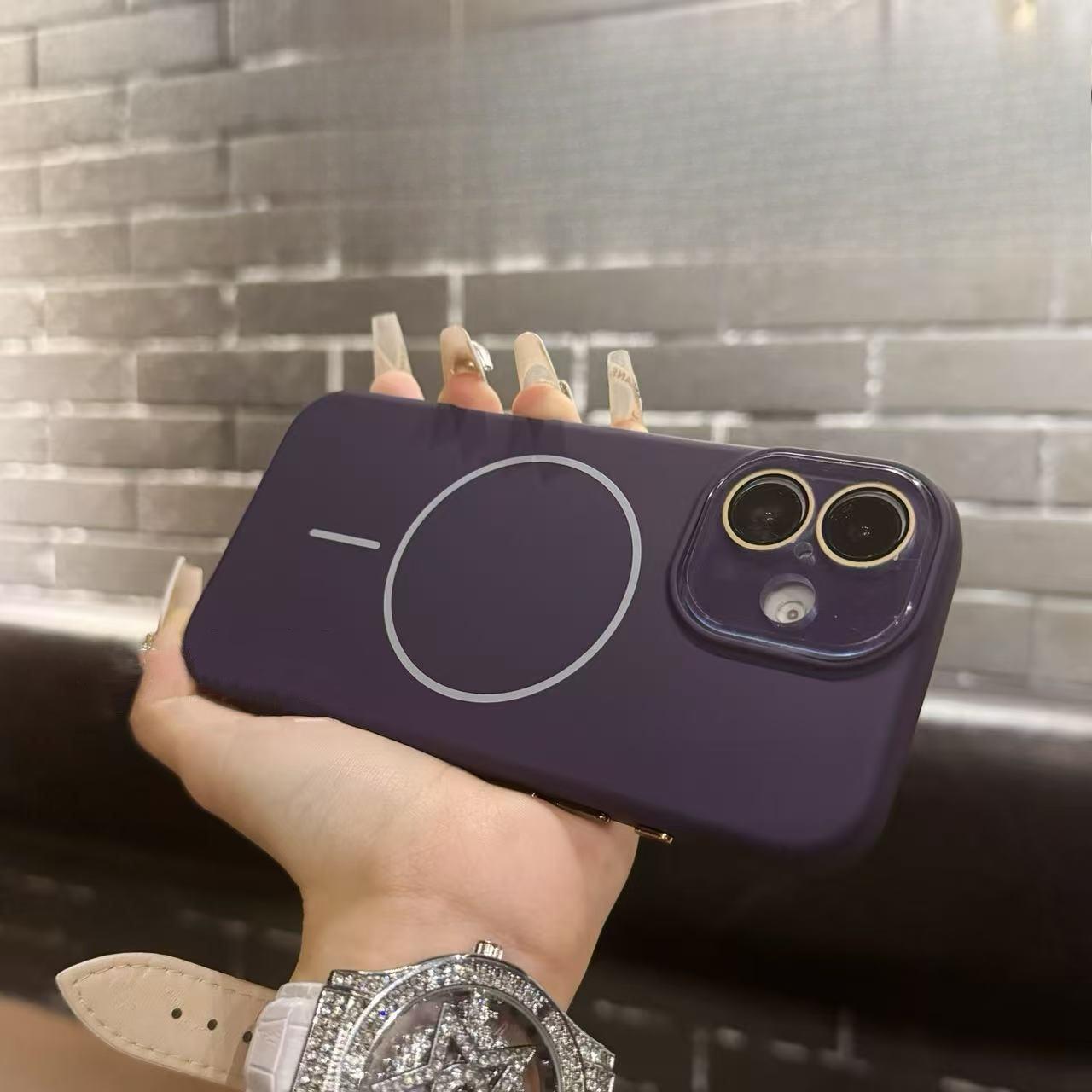 

Подходит для iPhone 16, тонкий круглый магнитный присоска, чехол для мобильного телефона Apple 15promax, защитный чехол с кристаллической линзой, защита от падения iPhone 11 PROMAX