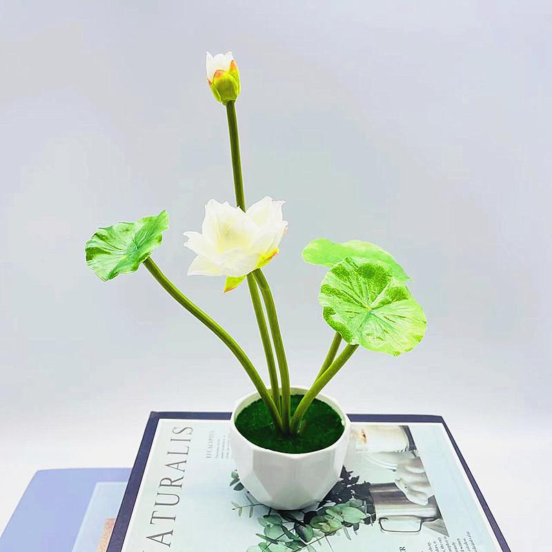 Nelumbo Sp Fake Potted Plant With Plastic Pot For Home Decor And Display Office