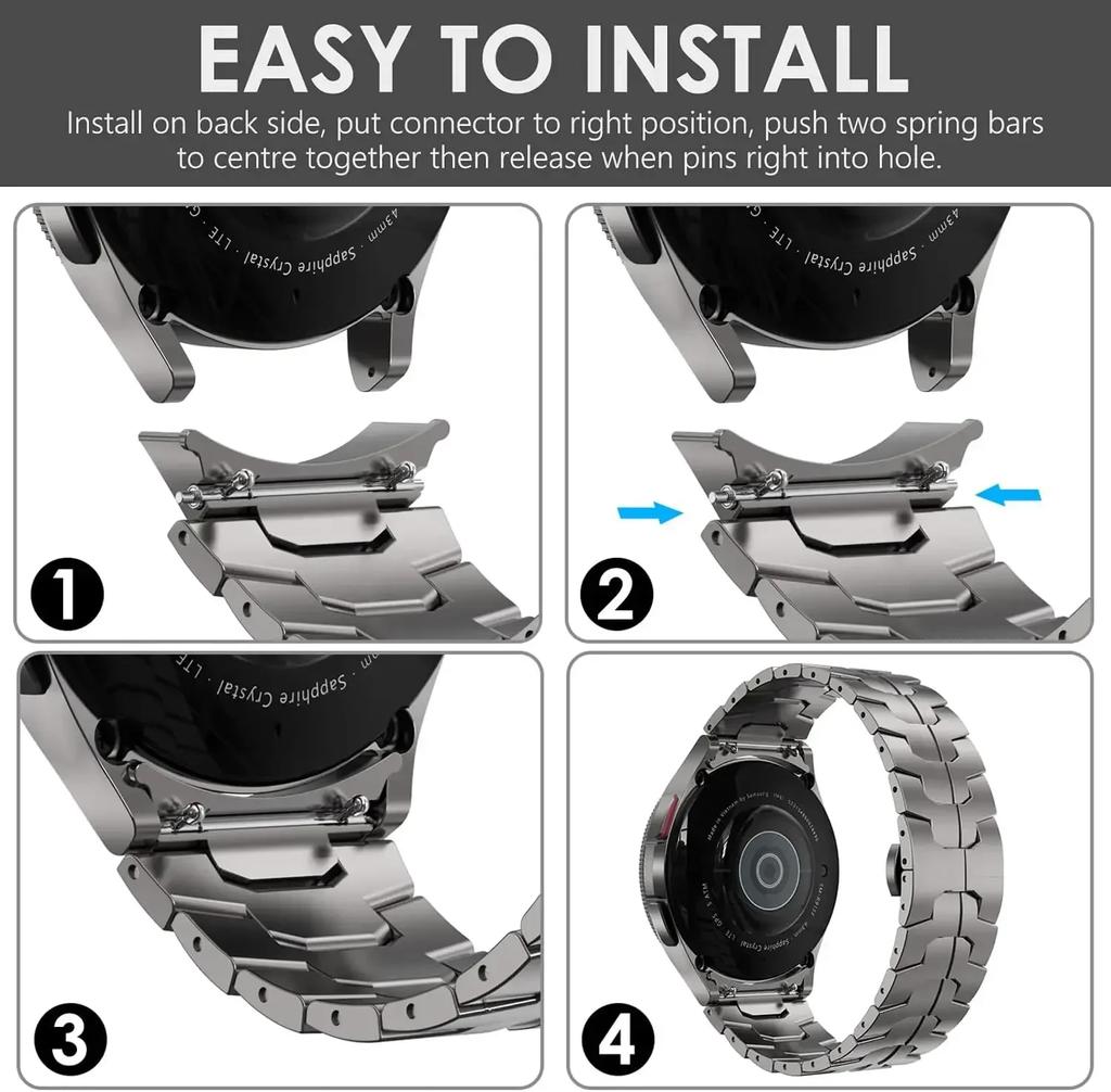 Rustfri stålrem for Samsung Galaxy Watch 7 6 5 4 Klassisk 47 mm 43 mm 42 46 mm 45 mm Ingen hull Metallbånd 40 mm 44 mm lenkearmbånd