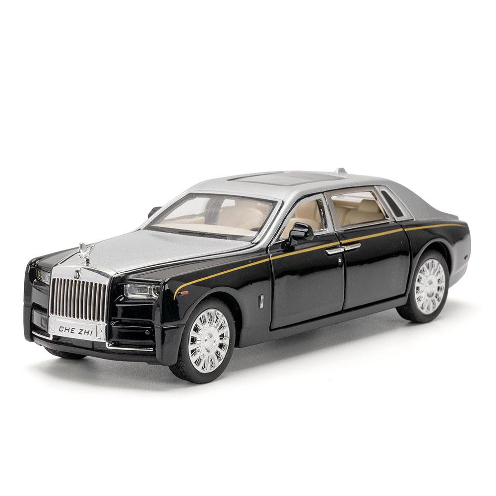 Scale 1:32 Rolls Royce Phantom Car Model Toy Metal Diecast Doors Opened Pull Back Sound Light Vehicle Models for Boys Kids Gifts