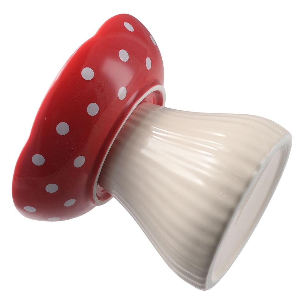 Ceramic Mushroom Cat Food Bowl Red Neck Protection Cat Bowl Durable Wide Cat Dish