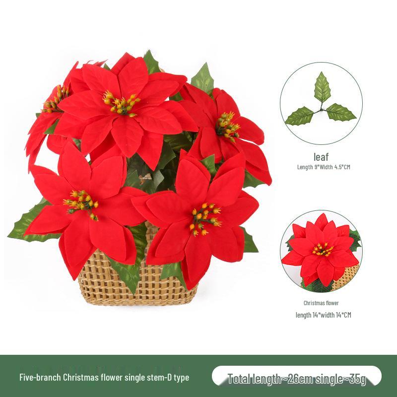 

Бархатный букет «Пуансеттия» - Праздничное рождественское украшение