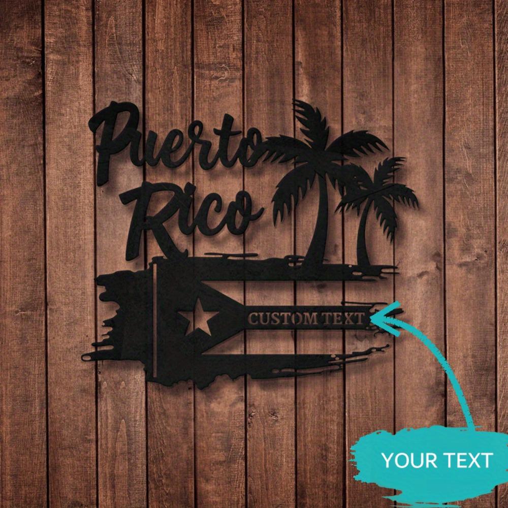 Sturdy Puerto Rico Pride Wall Decor Lively Boricua Heritage Sign for Living Room Patio