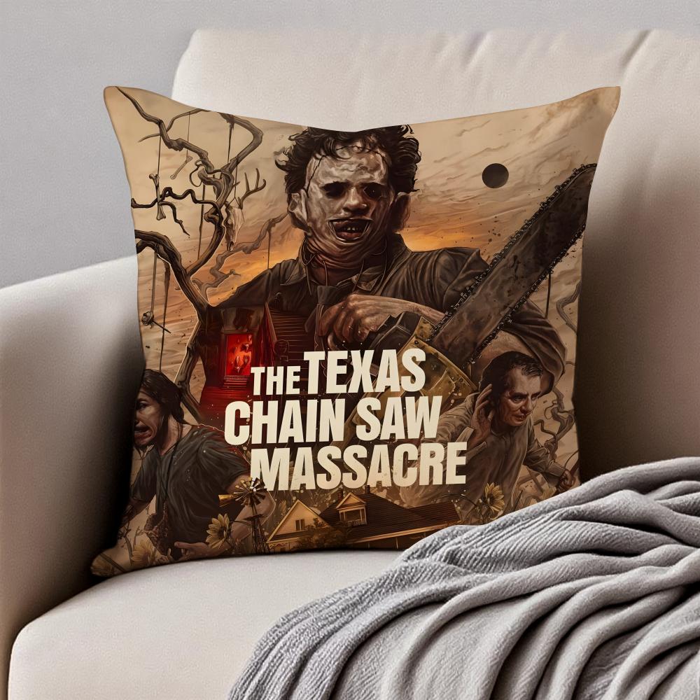 

Classic Horror TThe Texas Chainsaw Massacre Cushion Cover Pillowcase Antidustmite Invisible Zipper Short Plush Sofa Cushion 30X30cm