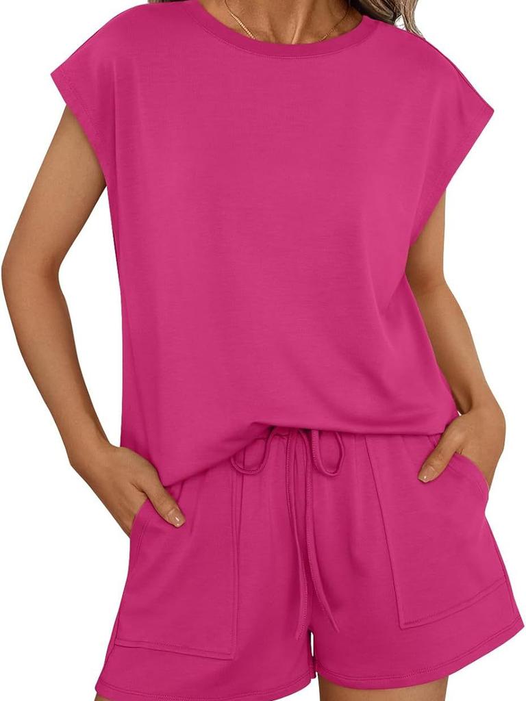 Spring Summer Oversized Crew Neck Short Sleeve Two Piece Set Women's Clothing
