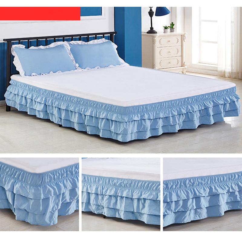Comfort Luxurious 3 Layers Ruffled Waterfall Style Bed Skirt Unique Dust Tier Design Wrap Around Elastic Easy To Install
