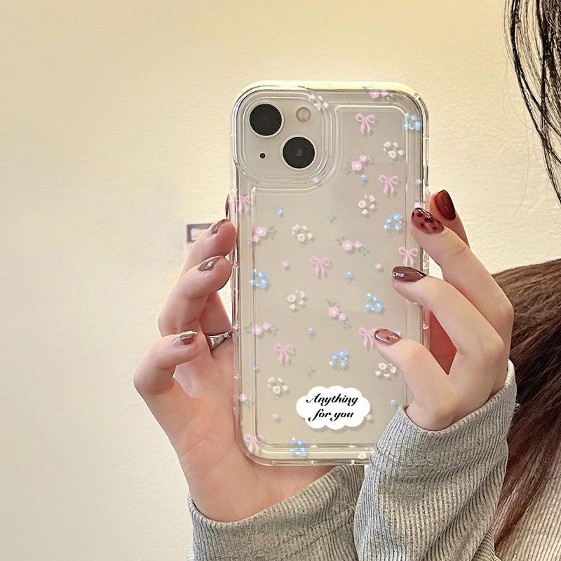 Spring Versatile Floral Applicable iPhone17ProMax Airbag Mobile Phone Case 16Pro Apple 12 Large Hole 15/14