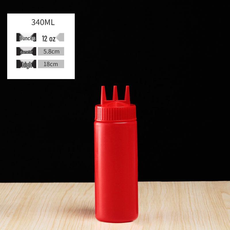 Thickened Quality Plastic 3-Hole Squeeze Bottle, 12-32A Salad Sauce Dispenser